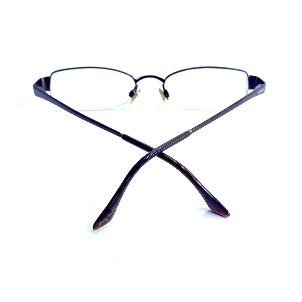 Versace Versus Brown Metal Rectangular Oval Half Rim Glasses MOD 7006 1006